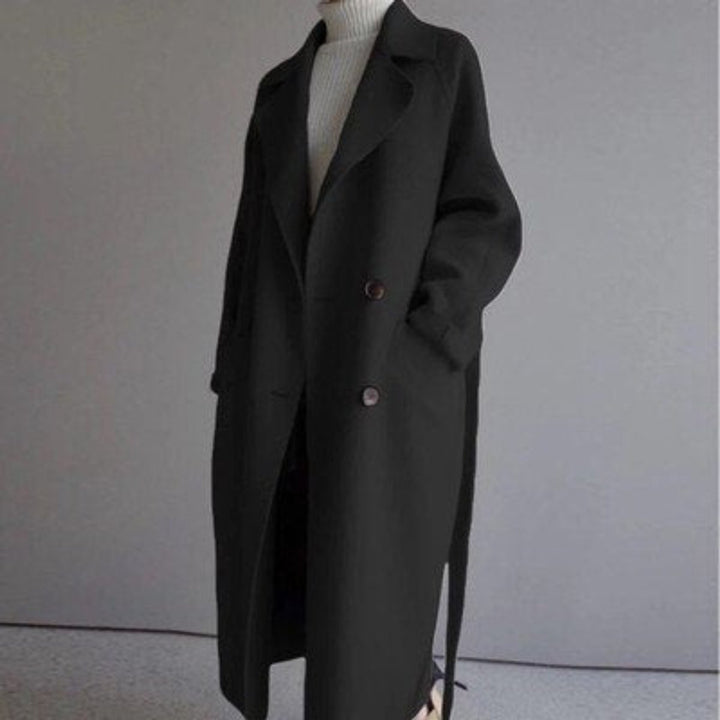 Longline Double-Breasted Wool-Blend Trench Coat