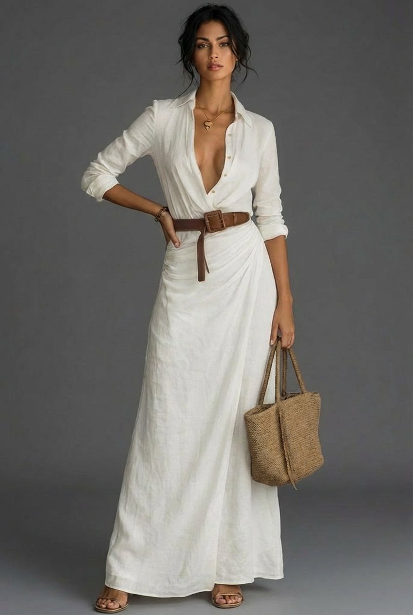 Long Sleeve Wrap Maxi Dress