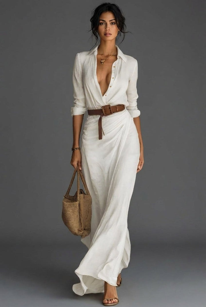 Long Sleeve Wrap Maxi Dress