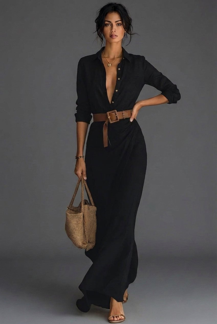 Long Sleeve Wrap Maxi Dress