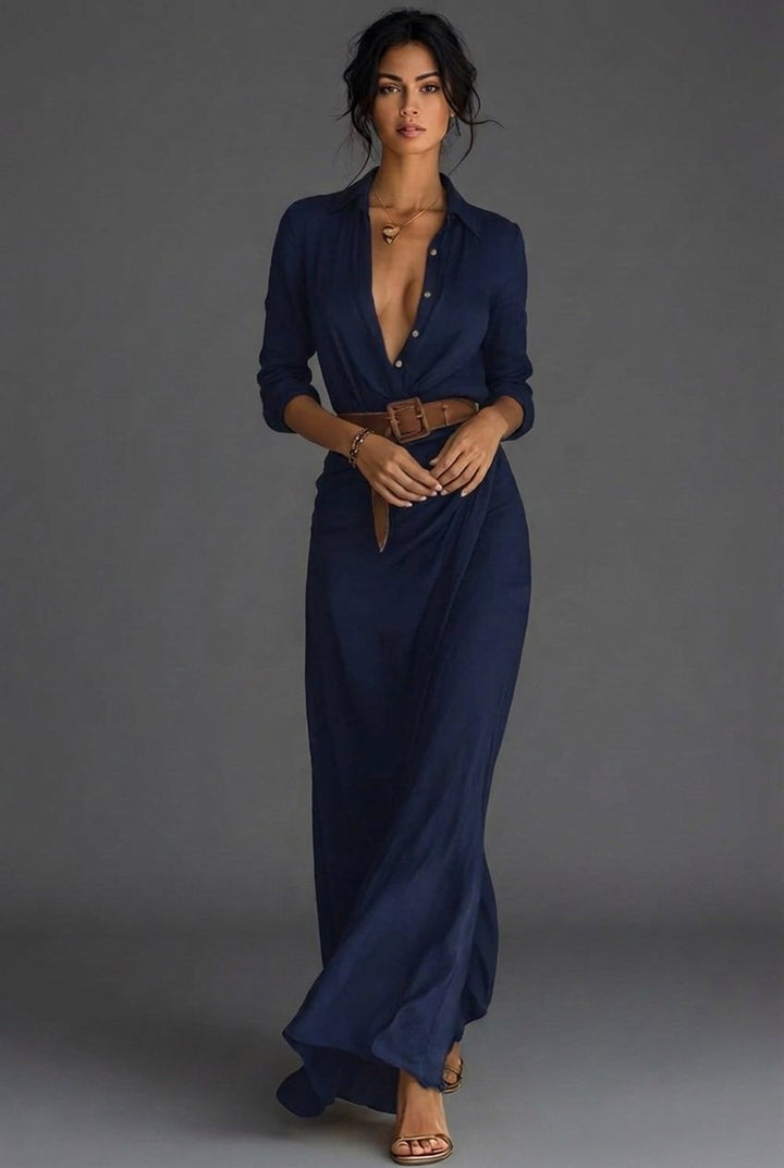 Long Sleeve Wrap Maxi Dress