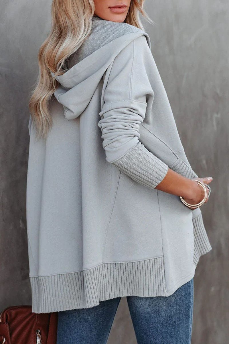Longline Hooded Drawstring Tunic Sweatshirt