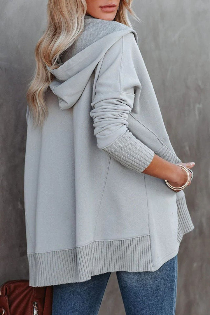 Longline Hooded Drawstring Tunic Sweatshirt