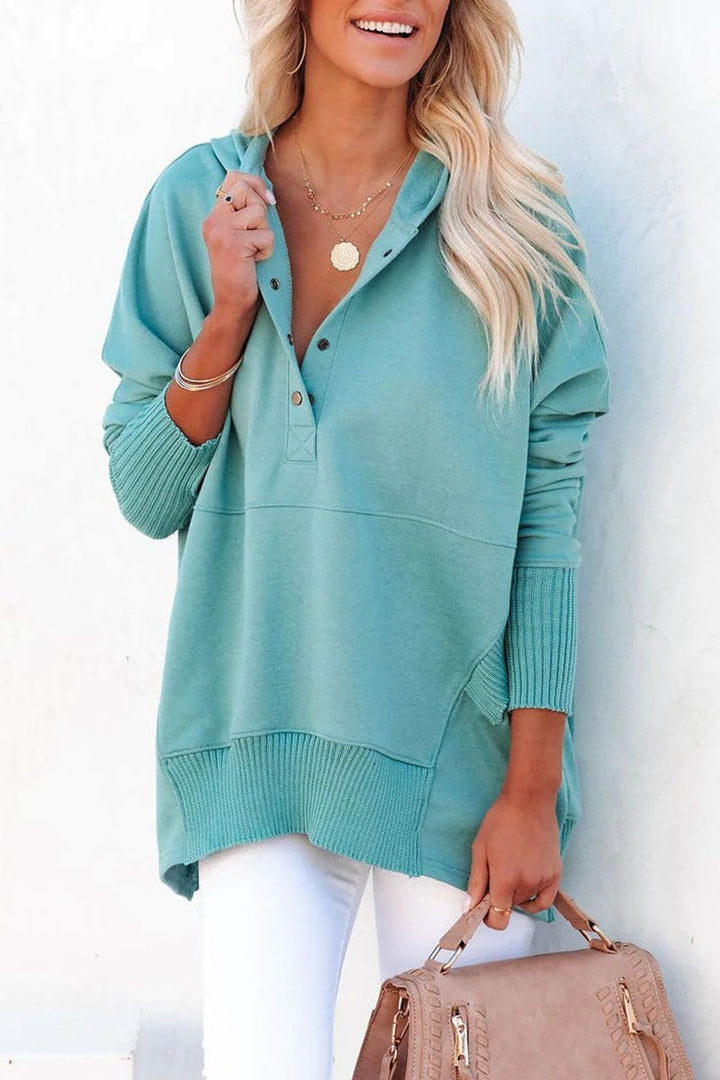 Longline Hooded Drawstring Tunic Sweatshirt