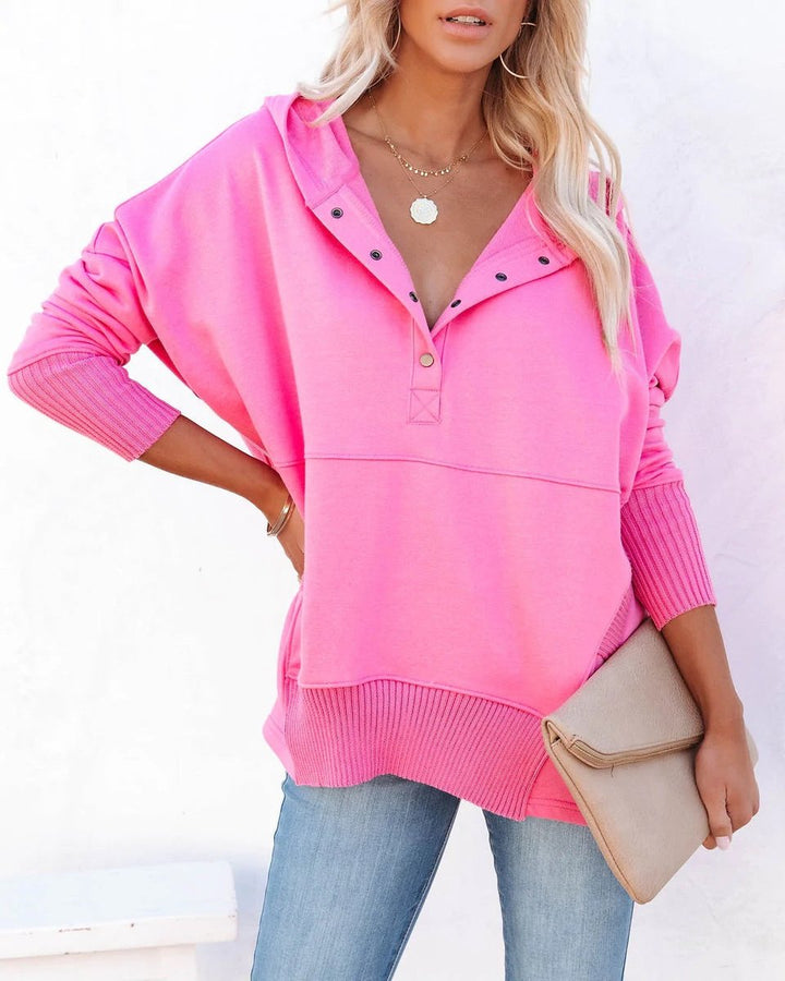 Longline Hooded Drawstring Tunic Sweatshirt