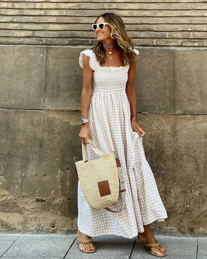 Gingham Smocked Maxi Dress