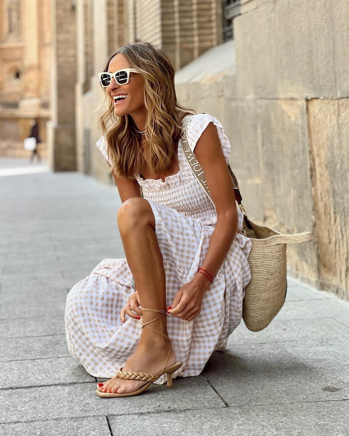 Gingham Smocked Maxi Dress