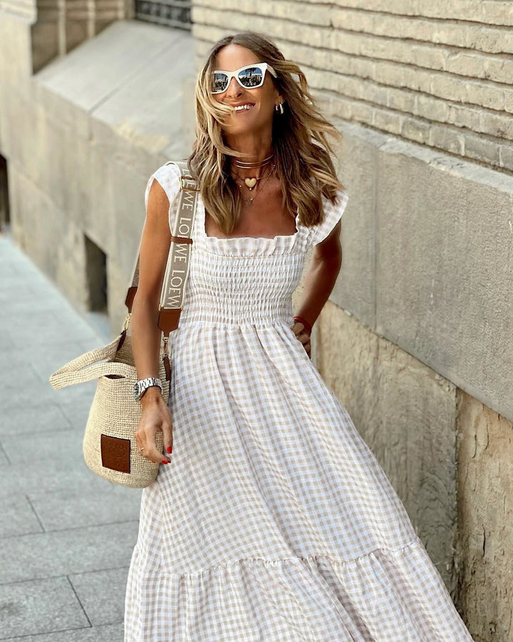 Gingham Smocked Maxi Dress