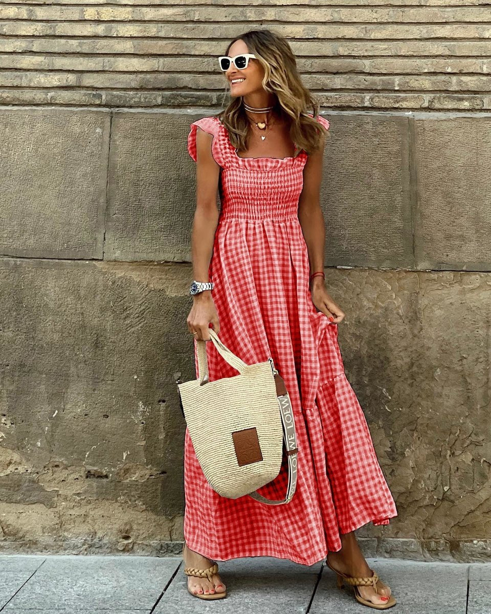 Gingham Smocked Maxi Dress