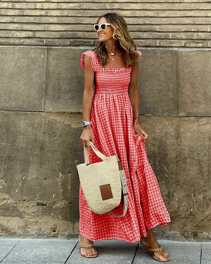 Gingham Smocked Maxi Dress