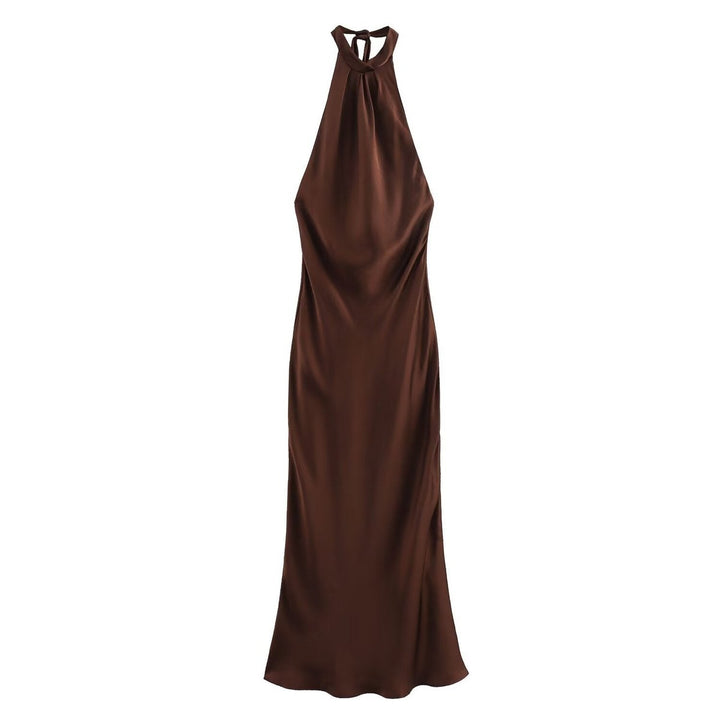 Satin Halter Neck Maxi Slip Dress