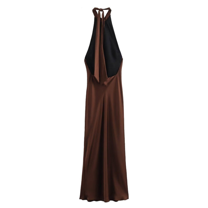 Satin Halter Neck Maxi Slip Dress