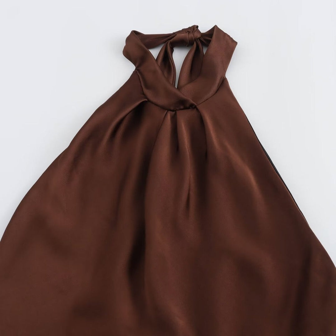 Satin Halter Neck Maxi Slip Dress