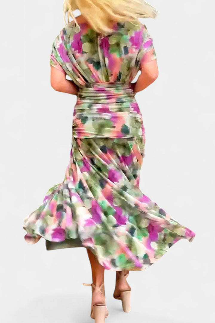 Off-Shoulder Flowing Maxi Cocktail Dress