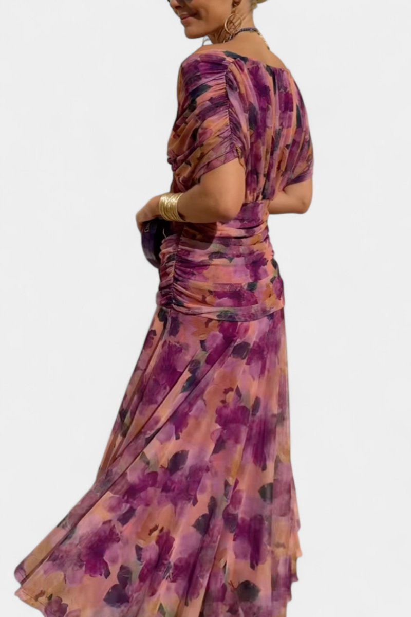Off-Shoulder Flowing Maxi Cocktail Dress