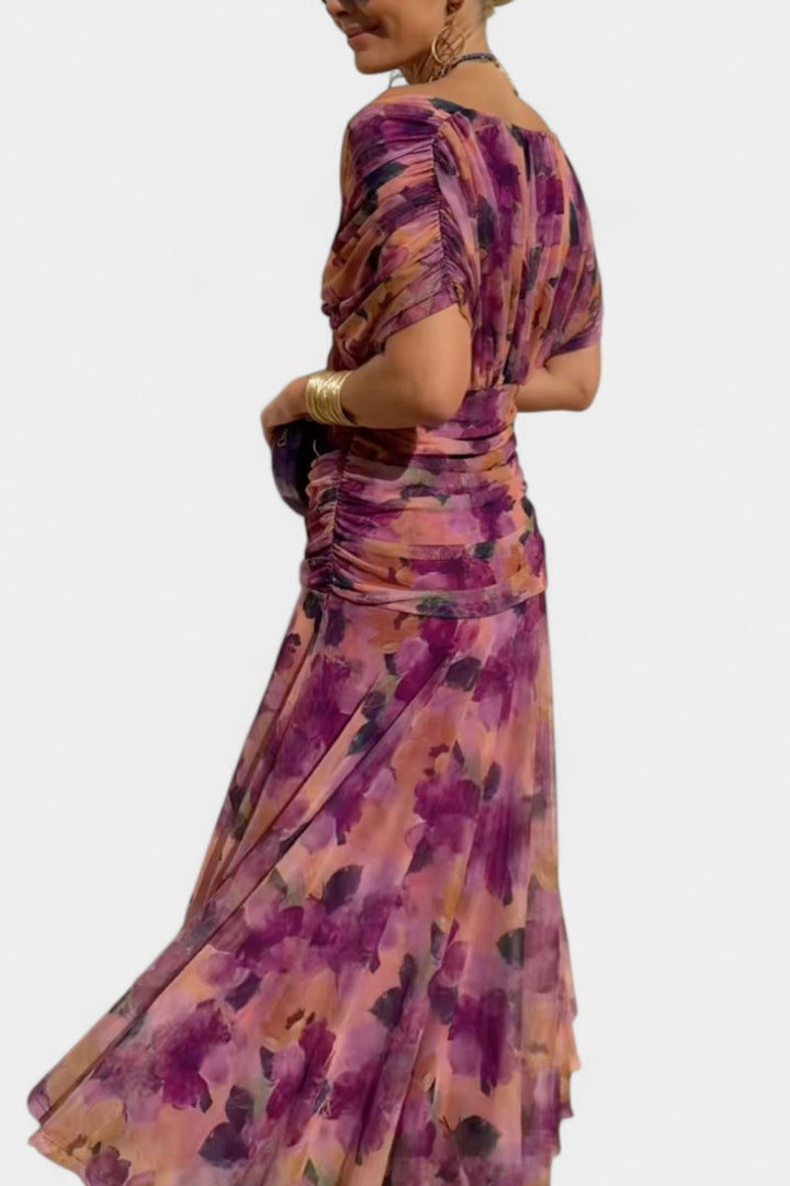 Off-Shoulder Flowing Maxi Cocktail Dress