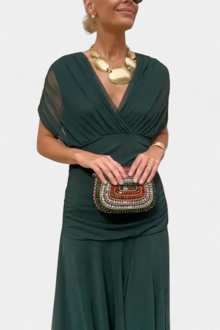 Off-Shoulder Flowing Maxi Cocktail Dress