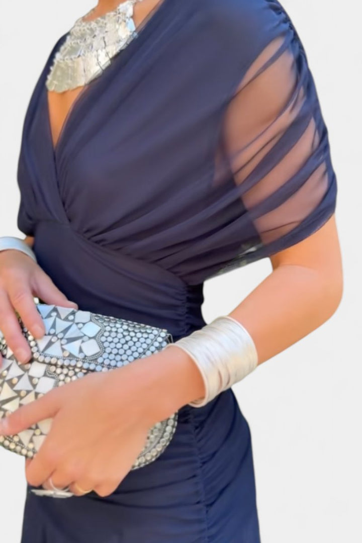 Off-Shoulder Flowing Maxi Cocktail Dress