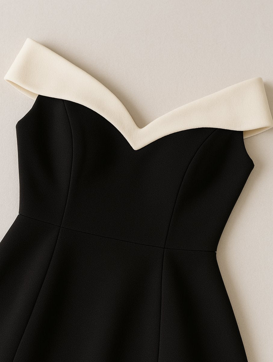 Off-Shoulder Sweetheart Fit-and-Flare Mini Dress