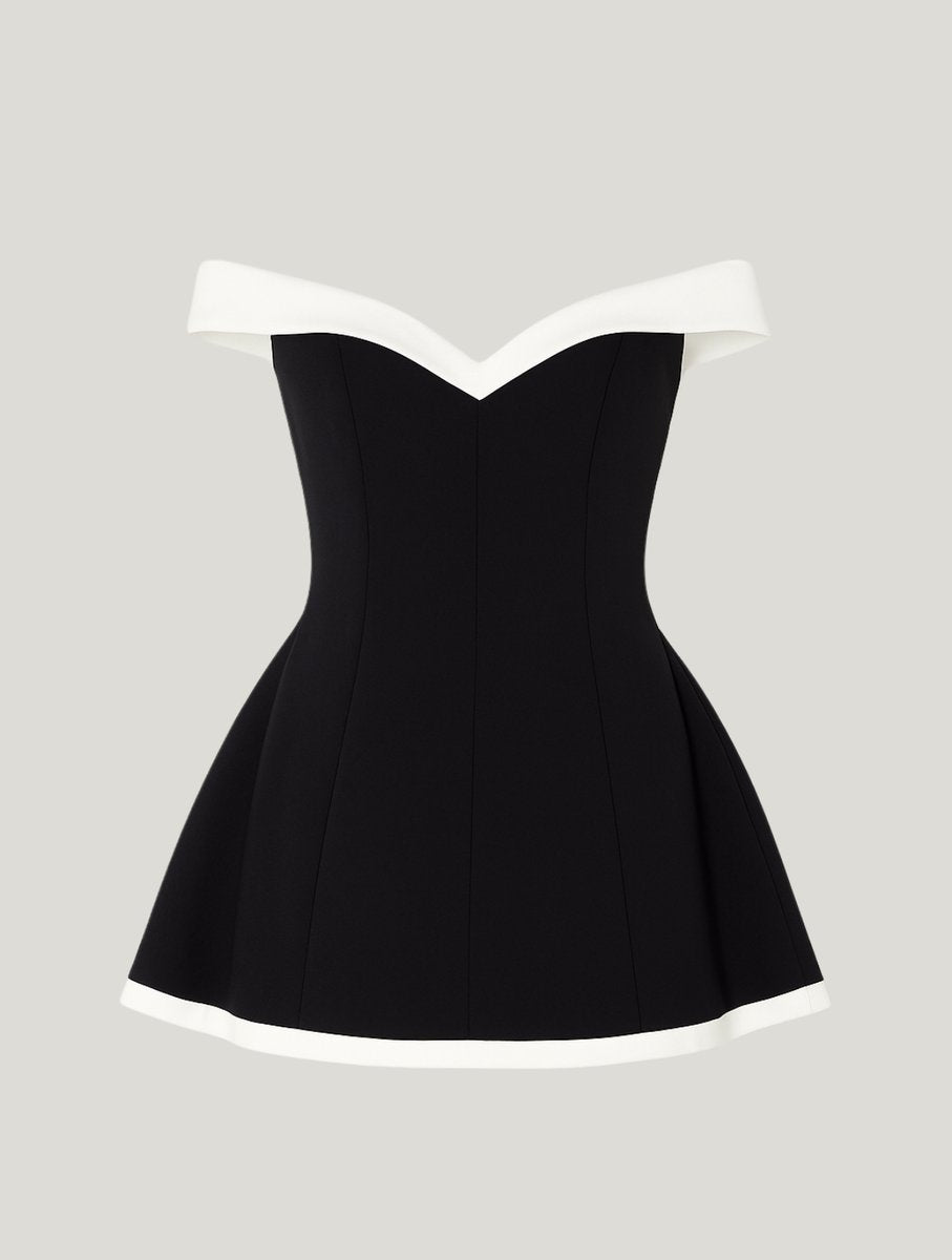 Off-Shoulder Sweetheart Fit-and-Flare Mini Dress