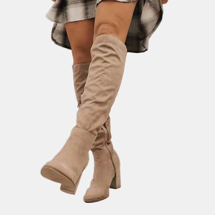 Over-the-Knee Suede Block Heel Boots