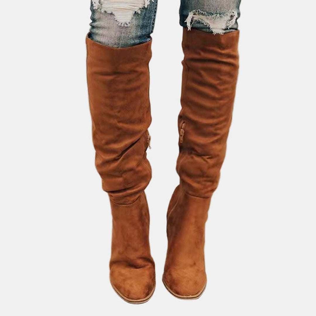 Over-the-Knee Suede Block Heel Boots