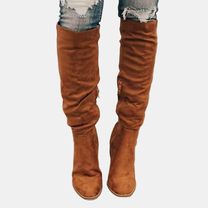 Over-the-Knee Suede Block Heel Boots