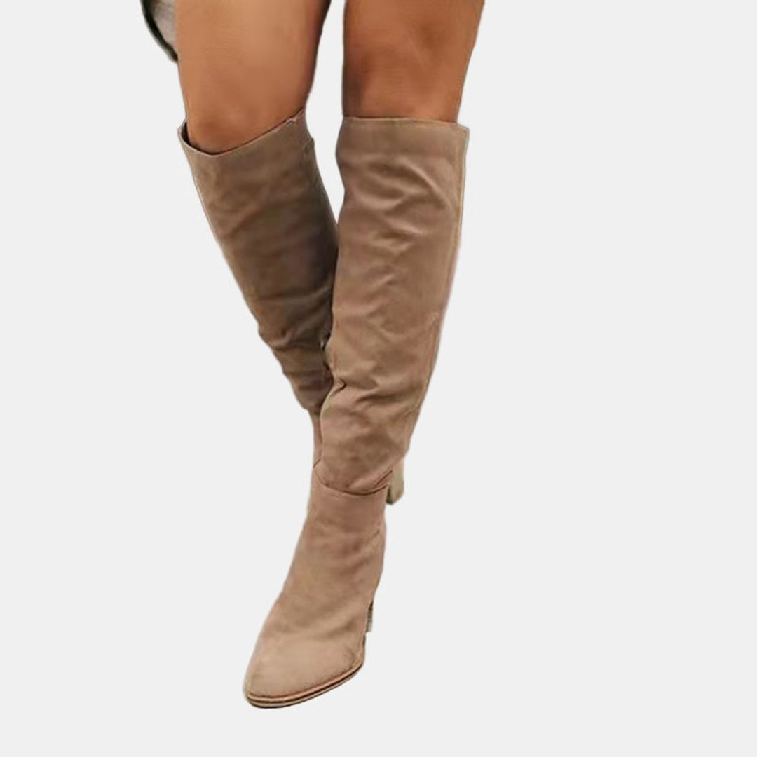 Over-the-Knee Suede Block Heel Boots