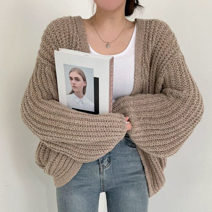 Oversized Chunky Knit Balloon Sleeve Cardigan