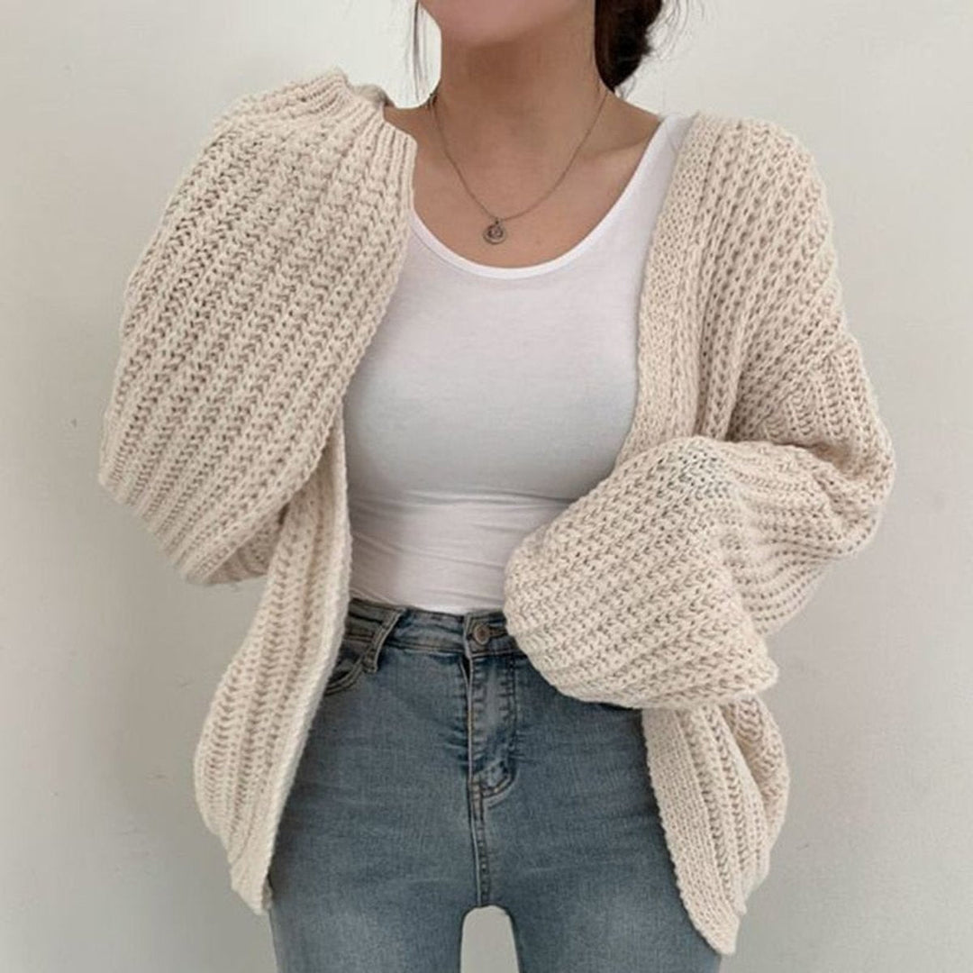Oversized Chunky Knit Balloon Sleeve Cardigan