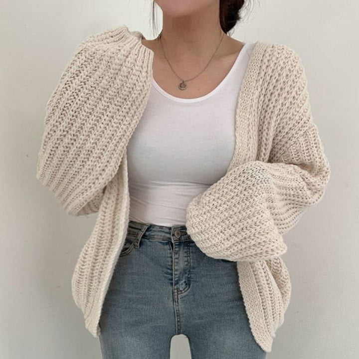 Oversized Chunky Knit Balloon Sleeve Cardigan
