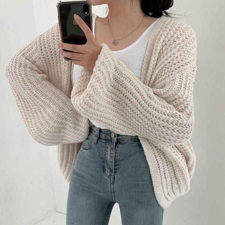 Oversized Chunky Knit Balloon Sleeve Cardigan