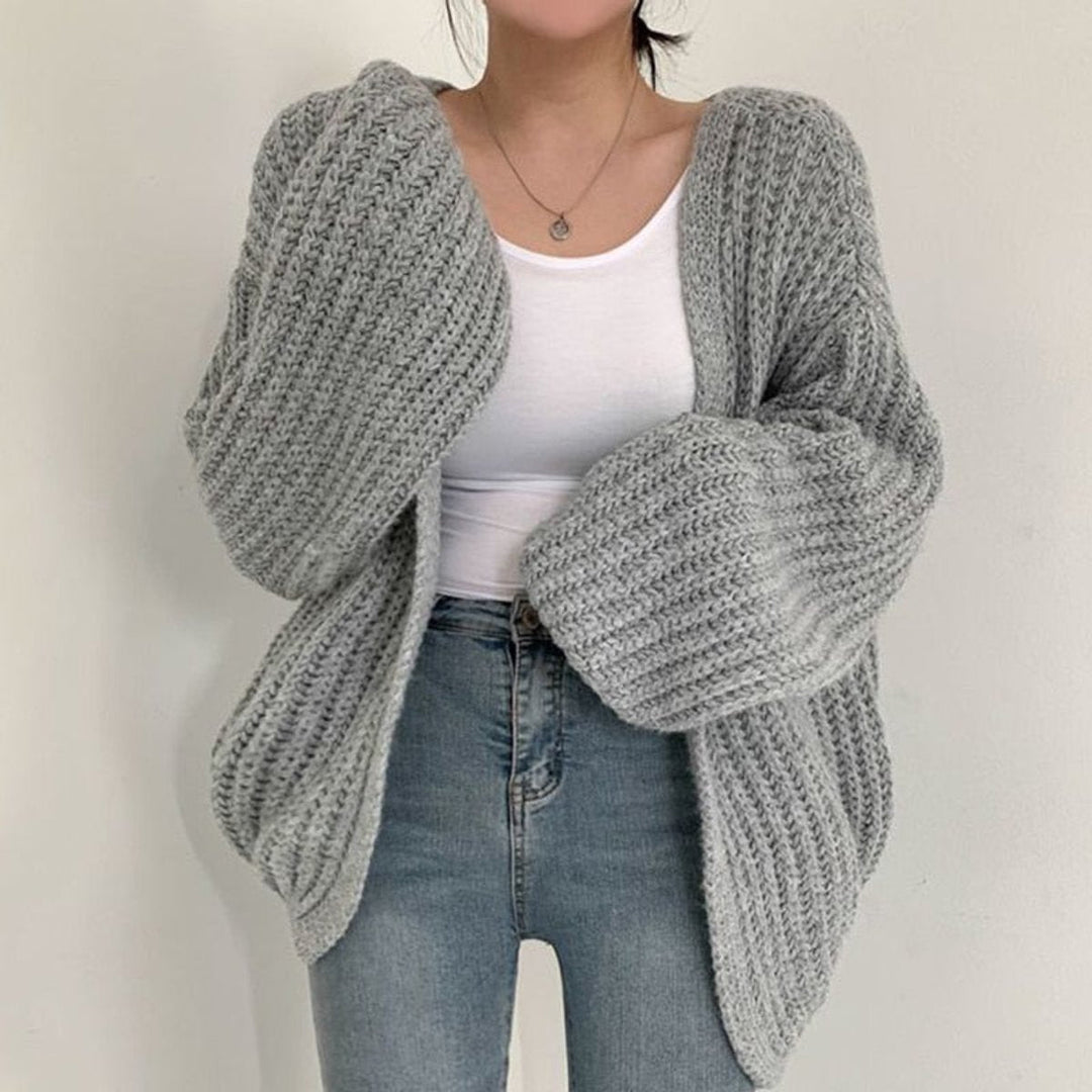Oversized Chunky Knit Balloon Sleeve Cardigan