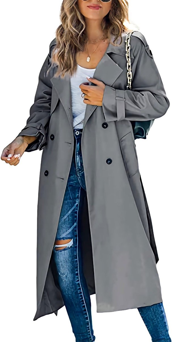 Oversized Double-Breasted Longline Trench Coat