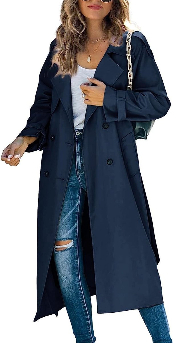 Oversized Double-Breasted Longline Trench Coat