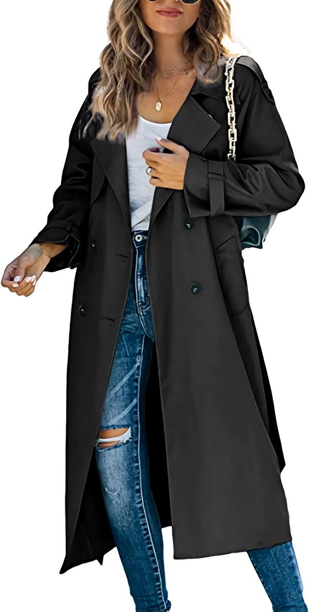 Oversized Double-Breasted Longline Trench Coat