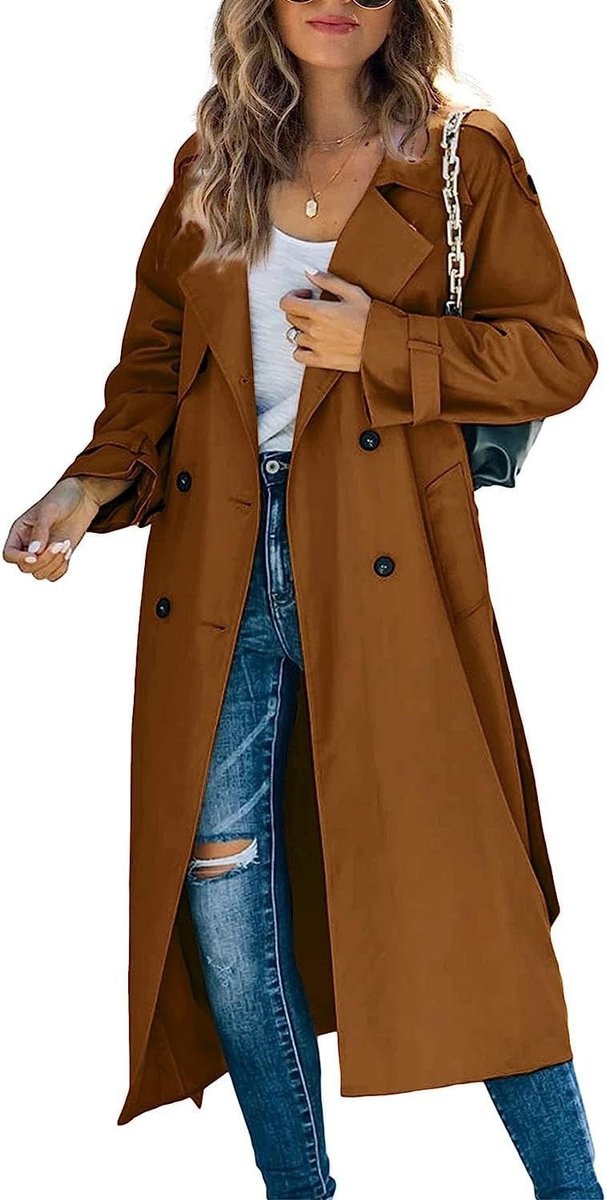 Oversized Double-Breasted Longline Trench Coat