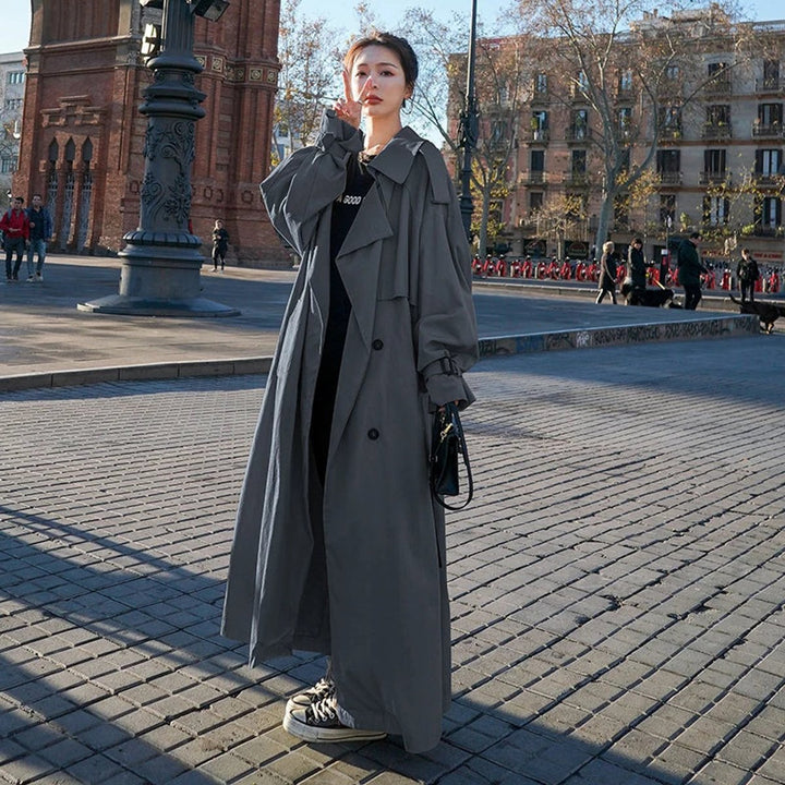 Oversized Double-Breasted Longline Trench Coat