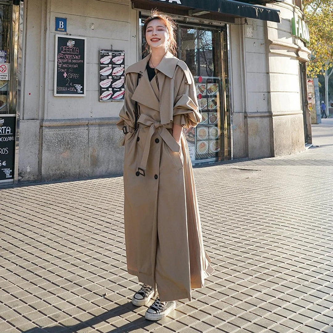 Oversized Double-Breasted Longline Trench Coat