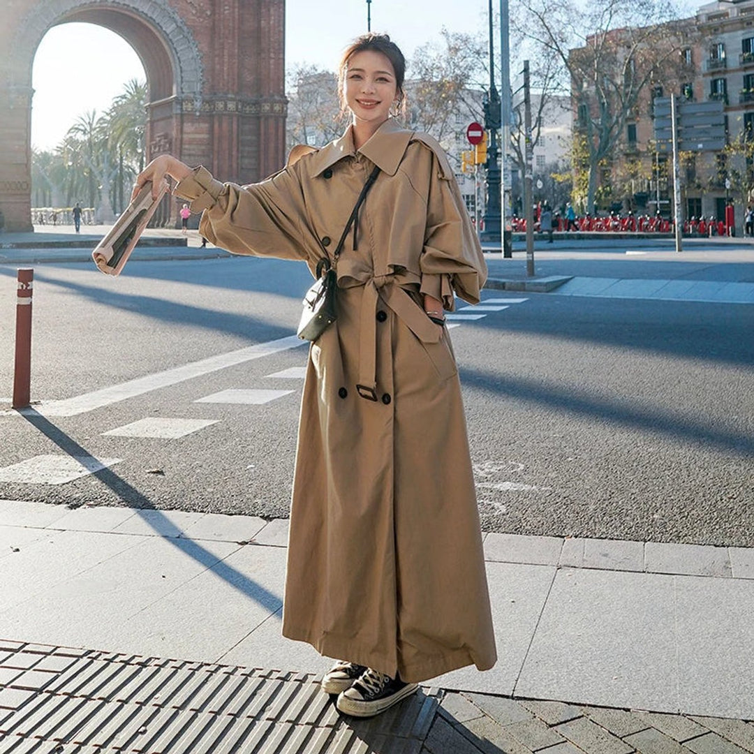 Oversized Double-Breasted Longline Trench Coat