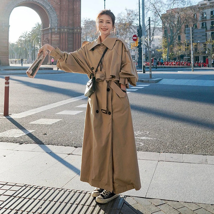 Oversized Double-Breasted Longline Trench Coat
