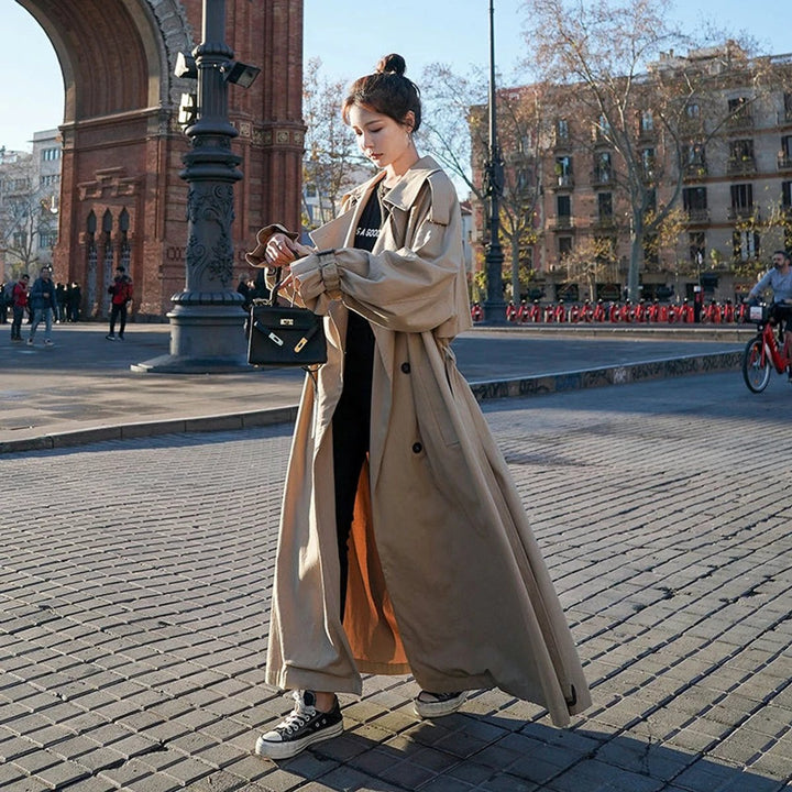 Oversized Double-Breasted Longline Trench Coat