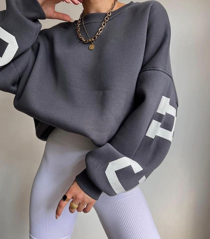 Oversized Varsity Sleeve Crewneck Jumper