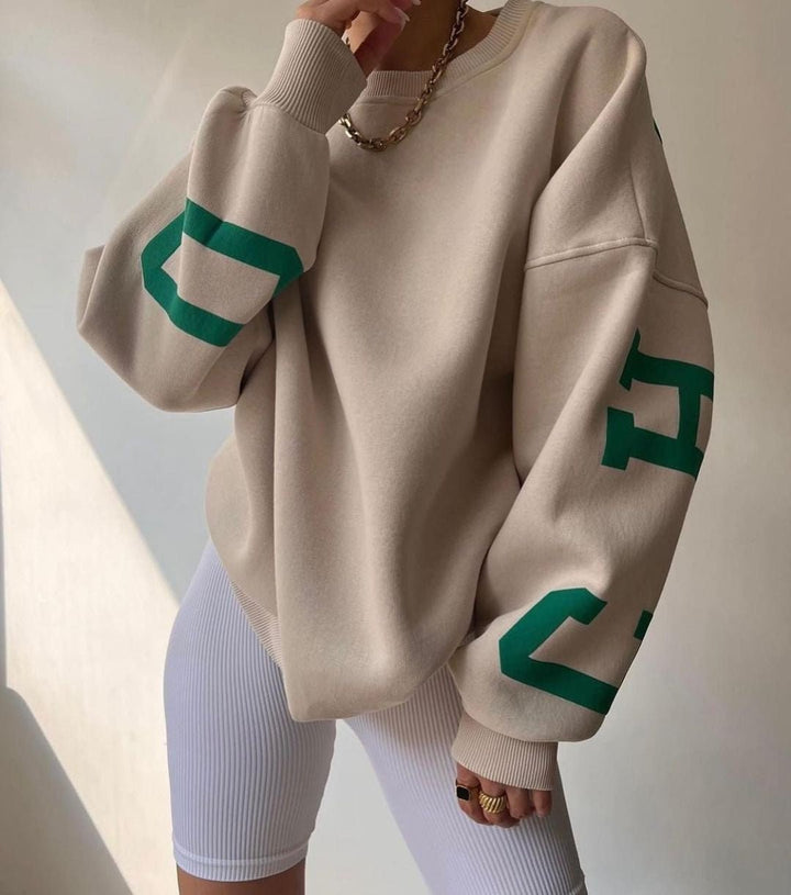 Oversized Varsity Sleeve Crewneck Jumper