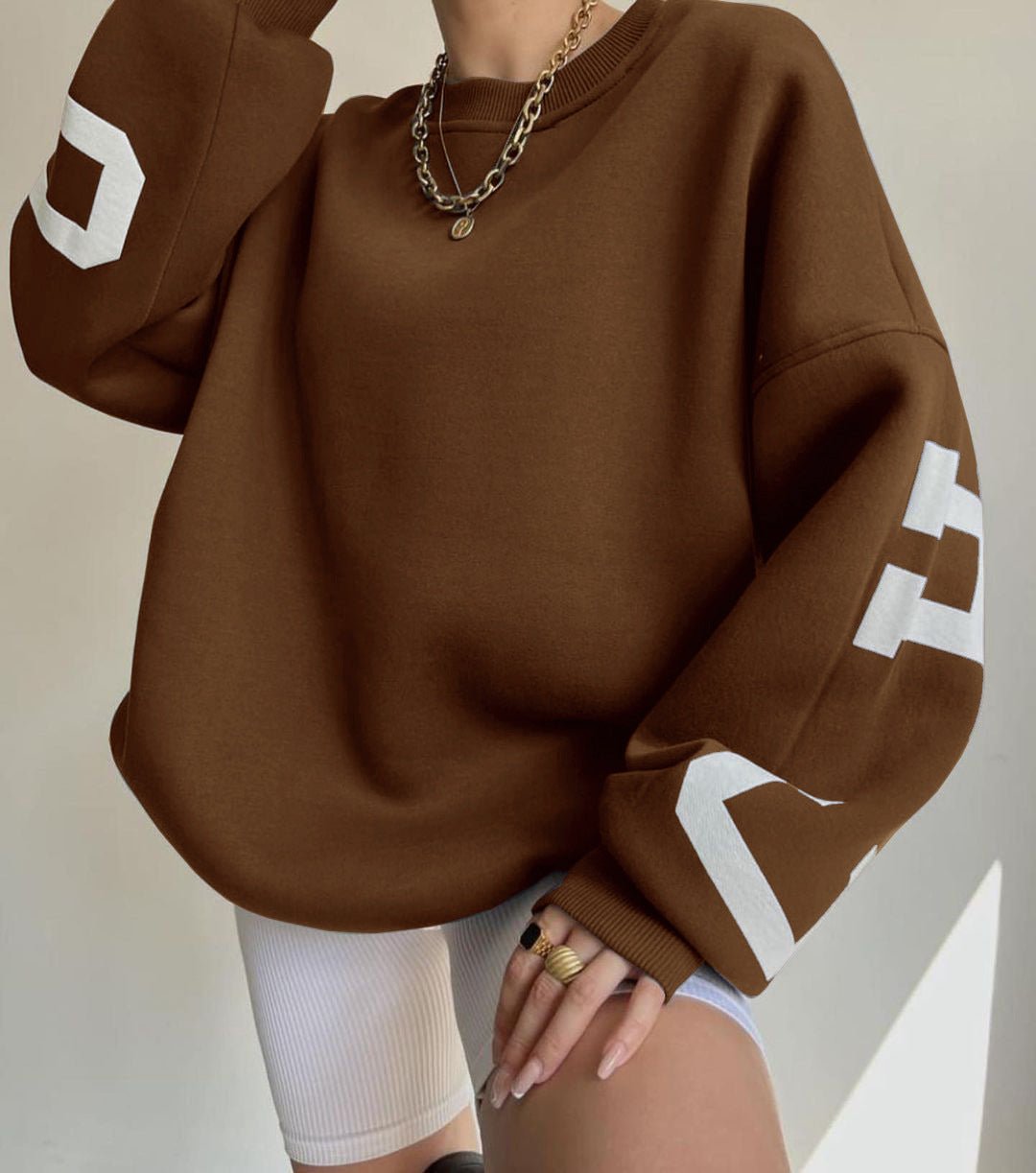 Oversized Varsity Sleeve Crewneck Jumper