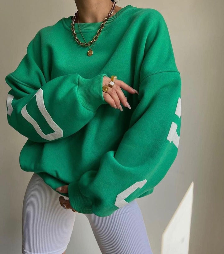 Oversized Varsity Sleeve Crewneck Jumper