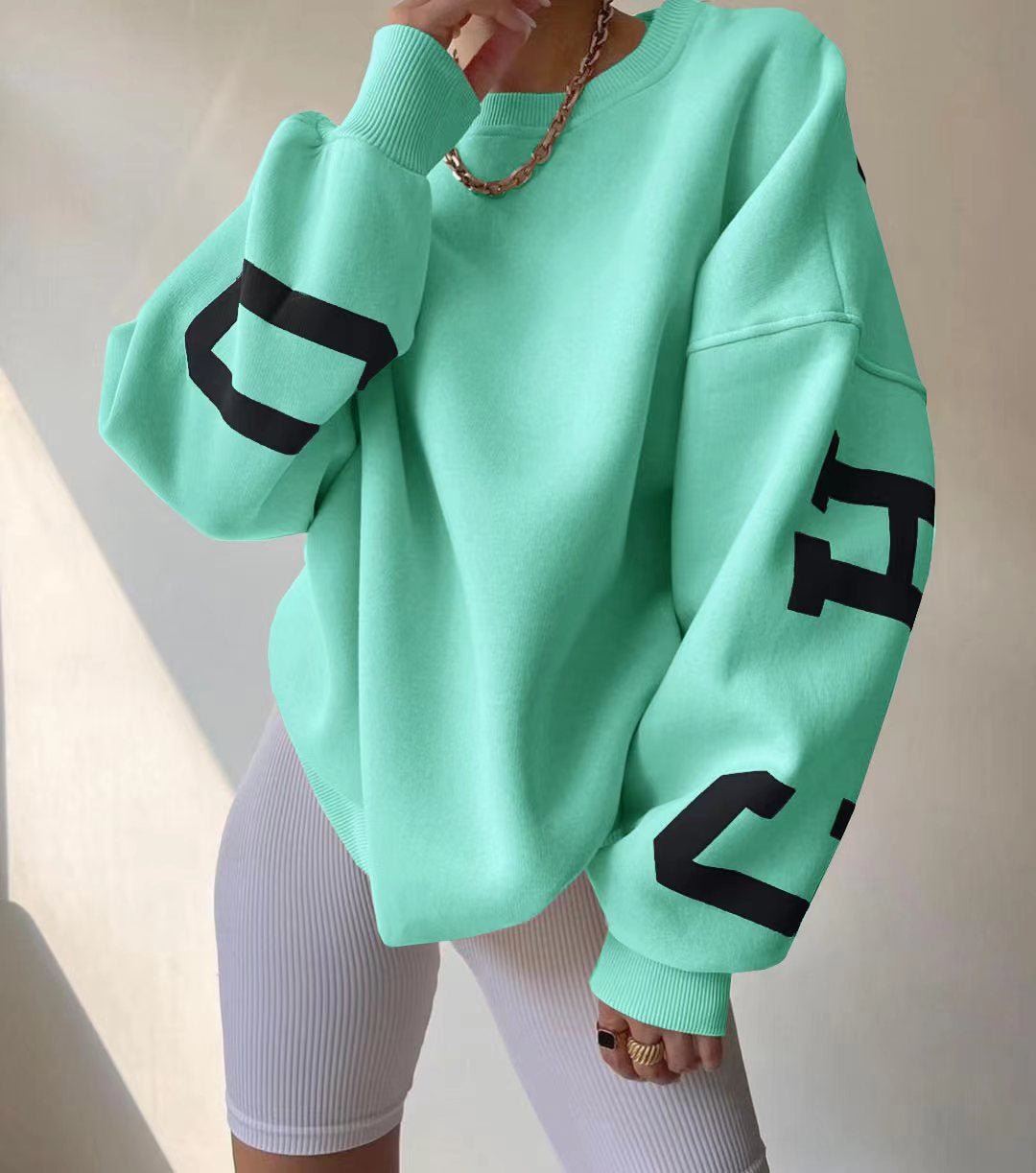Oversized Varsity Sleeve Crewneck Jumper