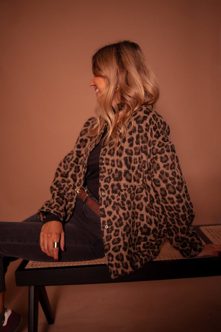 Leopard Print Oversized Quilted Jacket