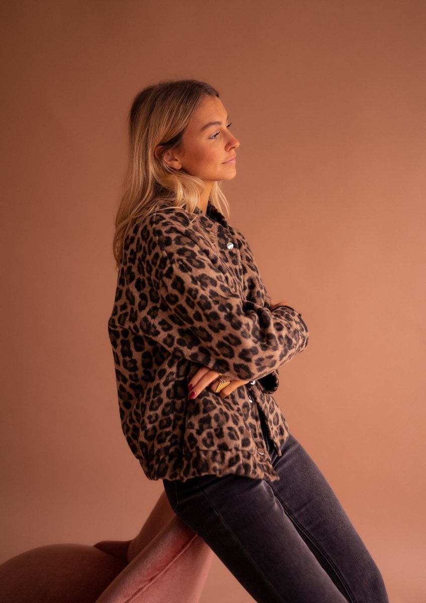 Leopard Print Oversized Quilted Jacket
