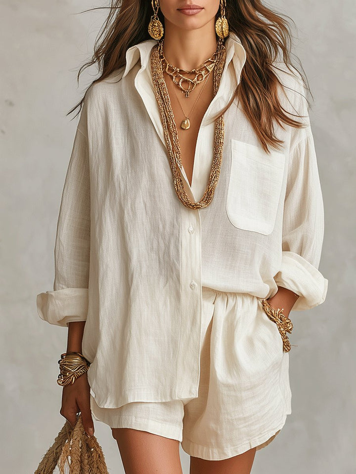 Oversized Linen Shirt and Shorts Set